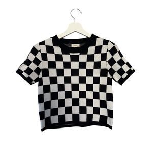 Black and White Checkered Knit Top size Small